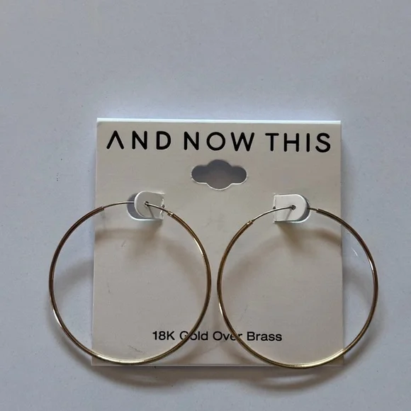 And Now This 18K Gold Over Brass 3" Hoop Earrings - Picture 3 of 4